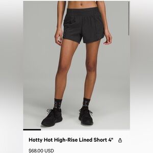 Lululemon hottie hot  high rise lined running short 4”